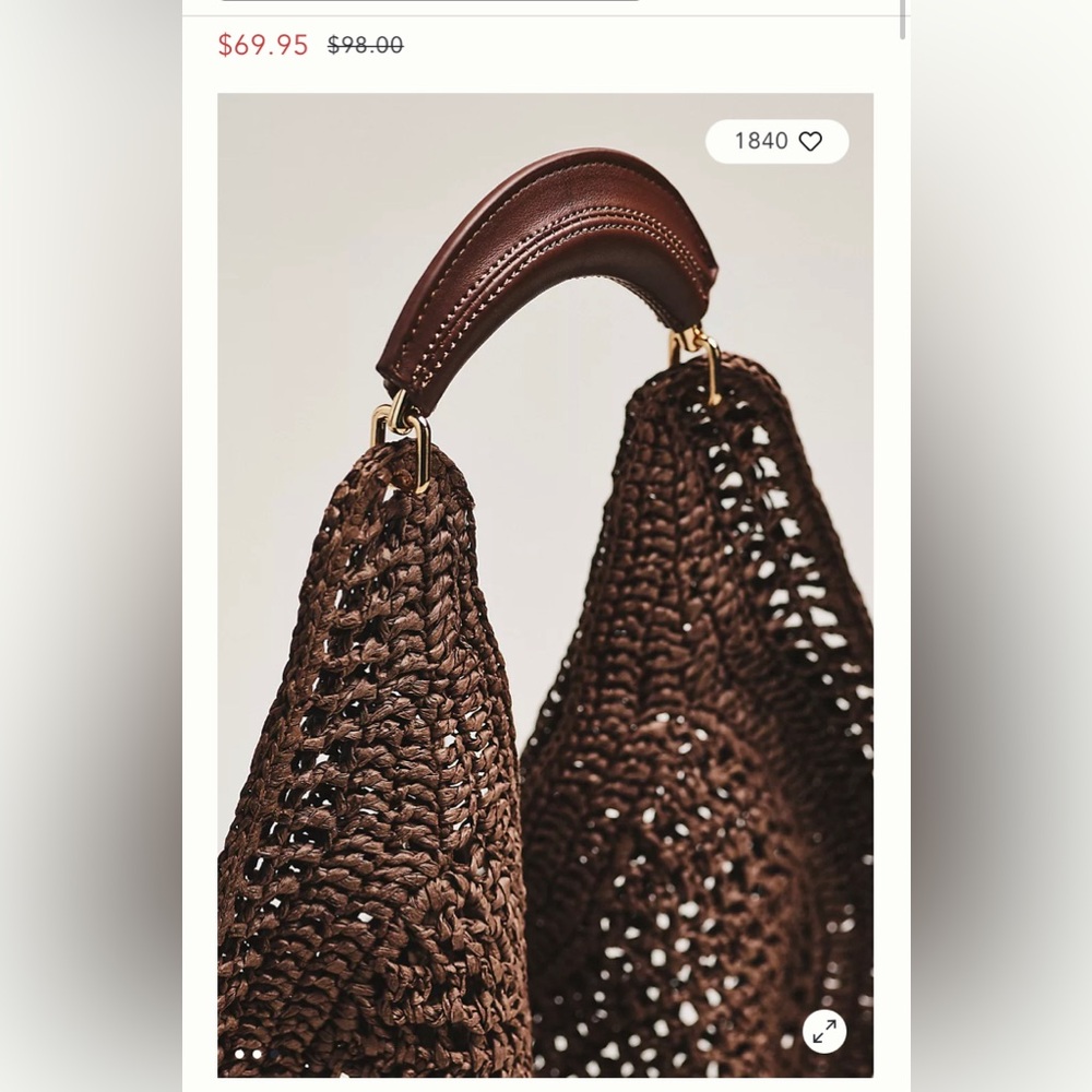 Urban Expressions Camden Brown Raffia Straw Hobo Shoulder Bag Summer Tote Medium - Picture 4 of 7